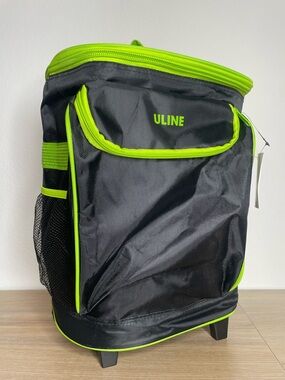 NEW With Tags - Uline S-23879 Black & Lime Rolling Cooler